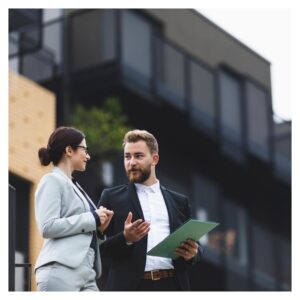 real estate agents talking