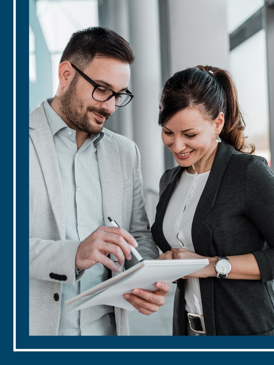 real estate agents talking about a property