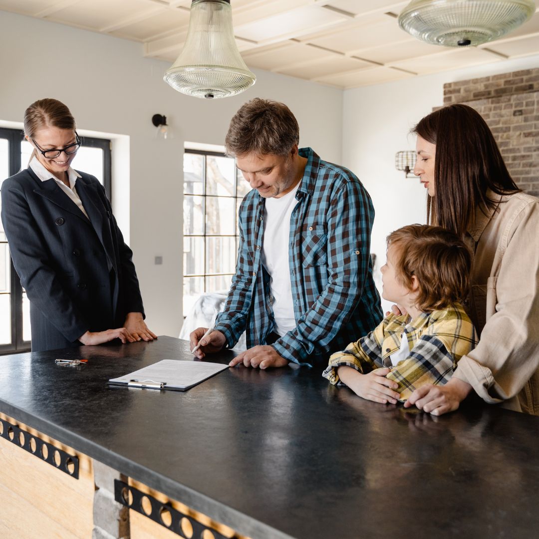 family with realtor